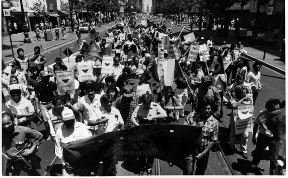 (3257) Cesar Chavez, Demonstration, San Francisco, California, 1970s. (3257) Cesar Chavez, Demonstration, San Francisco, California, 1970s.